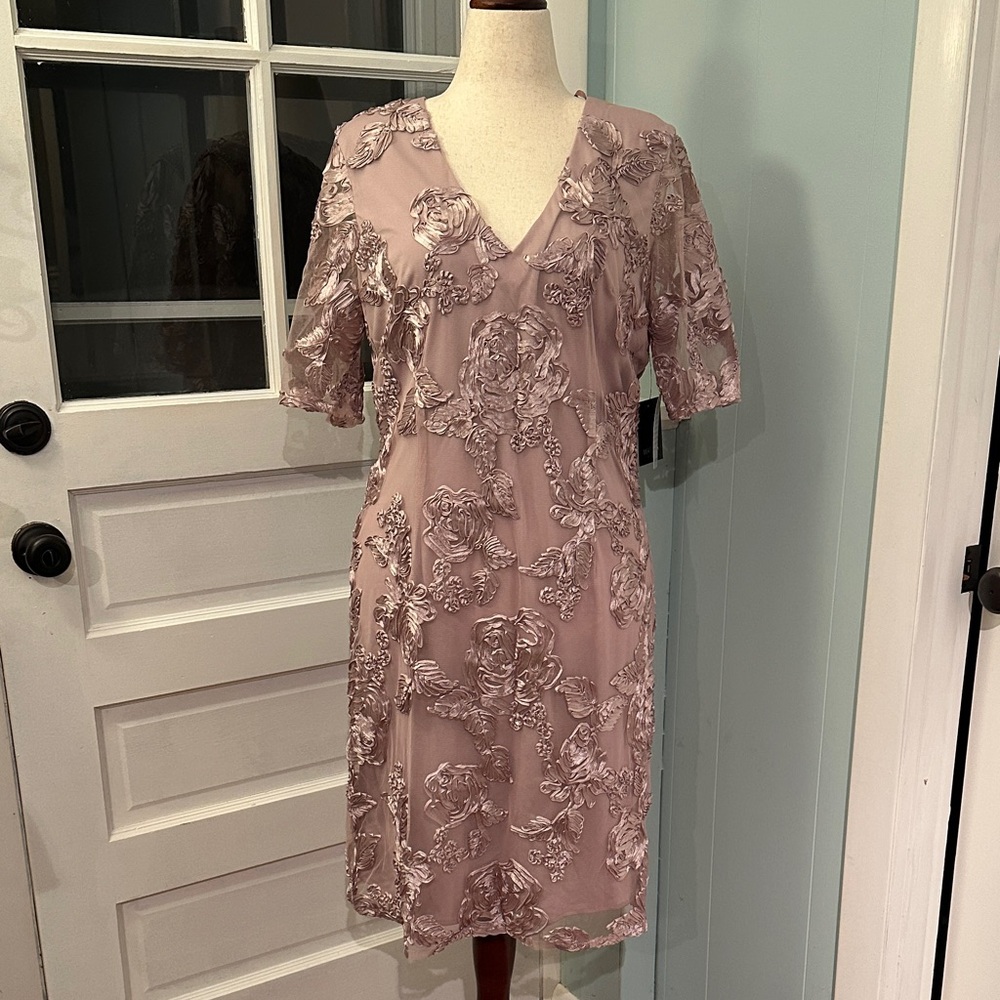 MARINA Blush Floral Embroidered Midi Dress
